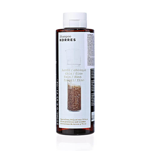 Купить Korres - Шампунь для тонких ломких волос с протеинами риса и липой 250 мл, Korres (Греция)