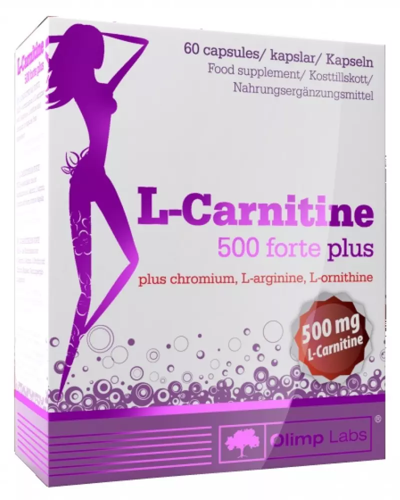 Специализированный продукт для питания спортсменов "Л-карнитин 500 форте плюс" 1000 мг, 60 капсул