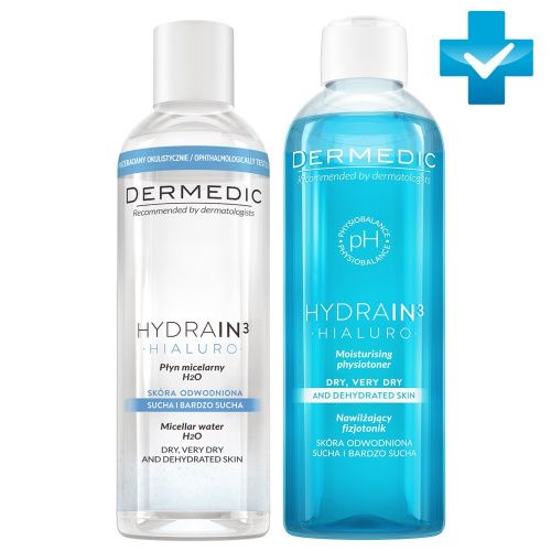 Купить Dermedic Hydrain3 - Набор Ежедневное очищение (мицеллярная вода 200 мл, тонер 200 мл), Dermedic (Польша)