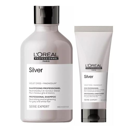 Купить L'oreal Professionnel Serie Expert Silver - Набор для нейтрализации желтизны седых волос (шампунь 300 мл, кондиционер 200 мл), L'Oreal Professionnel (Франция)