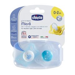 Chicco Micro - Пустышка силиконовая для принцев 0-2 мес 2 шт Chicco (Италия) купить по цене 811 руб.