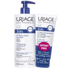 Uriage - Набор (Первое Очищающее успокаивающее масло, 500 мл, Первый Липидовосстанавливающий бальзам 200 мл) Uriage (Франция) купить по цене 1 434 руб.