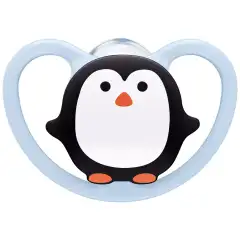 Силиконовая пустышка Space ортодонтической формы "Пингвин" размер 1, 0-6 месяцев Nuk (Германия) купить по цене 599 руб.