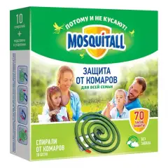 Набор спиралей от комаров, 10 шт Mosquitall (Россия) купить по цене 150 руб.