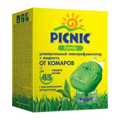 Комплект "Защита для семьи 45 ночей": электрофумигатор + жидкость от комаров, 30 мл Picnic (Россия) купить по цене 246 руб.