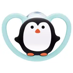 Силиконовая пустышка Space ортодонтической формы "Пингвин" размер 2, 6-18 месяцев Nuk (Германия) купить по цене 400 руб.