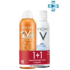 Vichy Capital Ideal Soleil - Набор (солнцезащитный спрей для детей SPF50+ 200 мл, термальная вода 150 мл) Vichy (Франция) купить по цене 2 388 руб.
